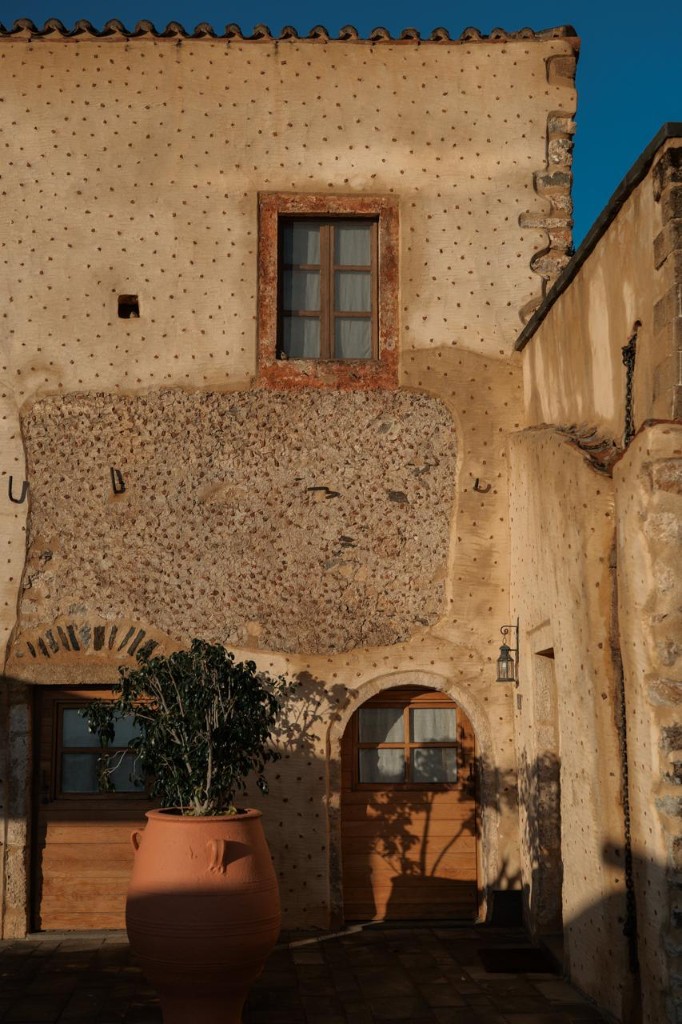 Stone wall in the old town of Monemvasia